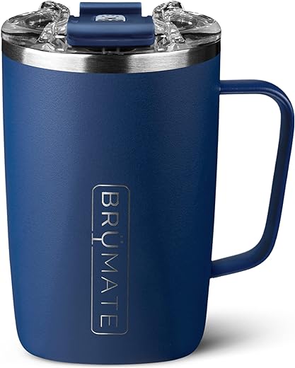 BrüMate Toddy - 16oz 100% Leak Proof Insulated Coffee Mug with Handle & Lid - Stainless Steel Coffee Travel Mug - Double Walled Coffee Cup (Matte Navy)