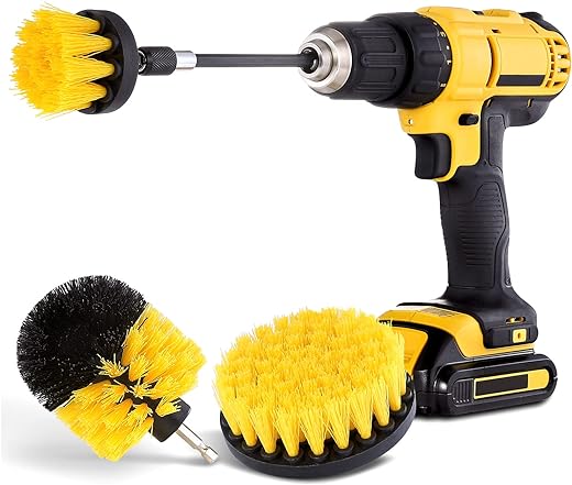 Hiware 4 Pcs Drill Brush Attachment Set - Power Scrubber Brush Cleaning Kit - All Purpose Drill Brush with Extend Attachment for Bathroom Surfaces, Grout, Floor, Tub, Shower, Tile, Kitchen and Car