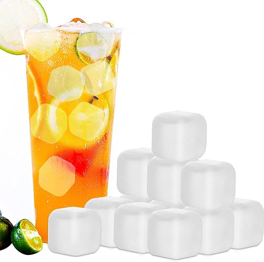 30 Pack Reusable Ice Cubes Plastic Ice Cubes for Drinks - Clear Refreezable Ice Cubes to Cool Drinks Without Diluting,Coffee,Whiskey or Vodka, Washable Non-Melting Ice Cubes