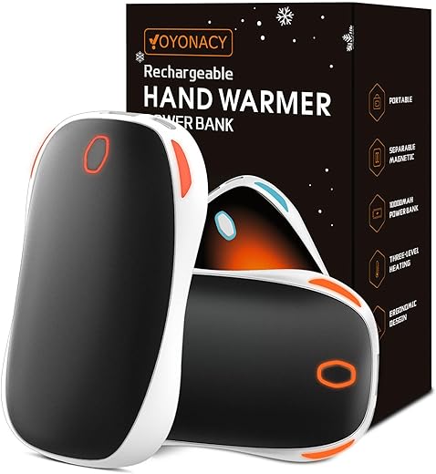 Hand Warmers Rechargeable - 10000mAh Magnetic Electric Hand Warmer, Power Bank, 3 Levels Warm Heater Battery Pocket Hand Warmer for Indoor Outdoor Sports, Winter, for Women, Men