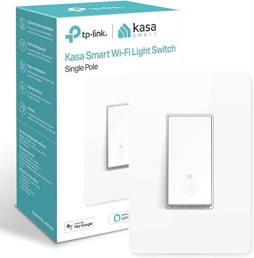 Kasa Smart Light Switch HS200, Single Pole, Needs Neutral Wire, 2.4GHz Wi-Fi Light Switch Works with Alexa and Google Home, UL Certified, No Hub Required , White