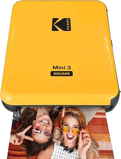 Kodak All-New Mini 3 Square Instagram Size Bluetooth Portable Photo Printer with 4PASS Technology - Yellow