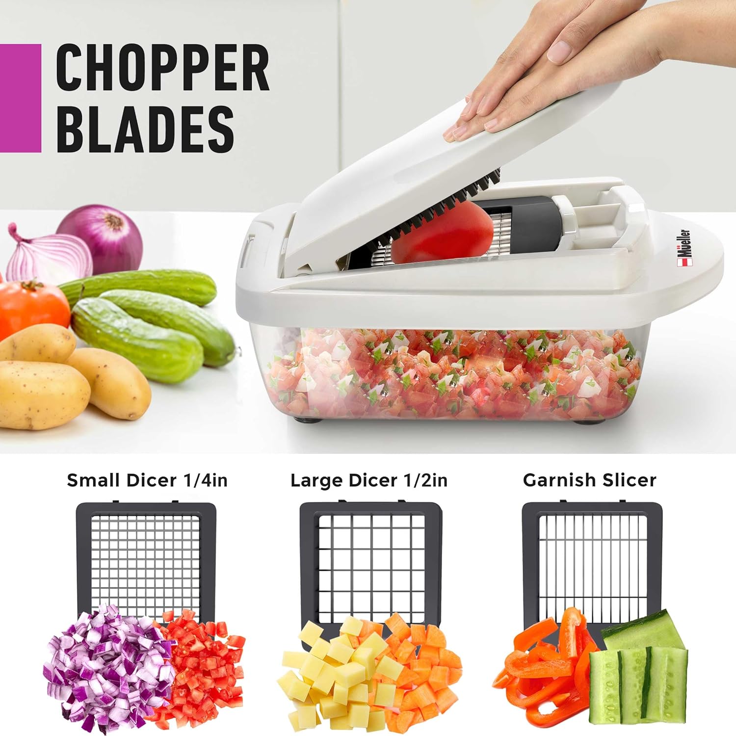 1724245200 667 Mueller Pro Series 10 in 1 8 Blade Vegetable Chopper Onion Mincer Cutter