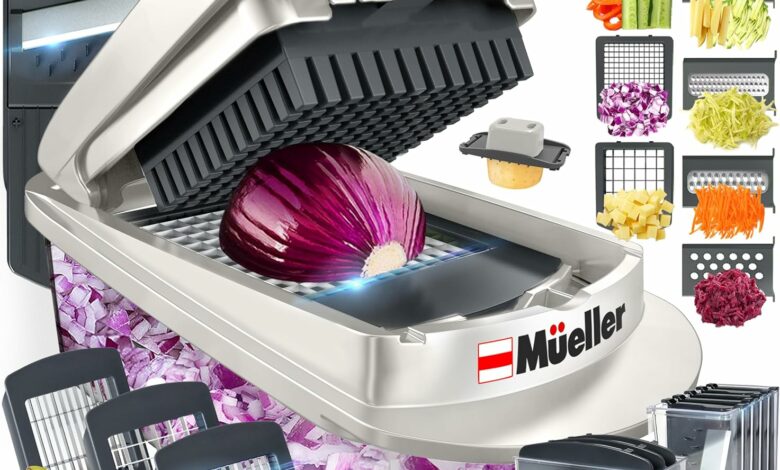 1724245201 Mueller Pro Series 10 in 1 8 Blade Vegetable Chopper Onion Mincer Cutter