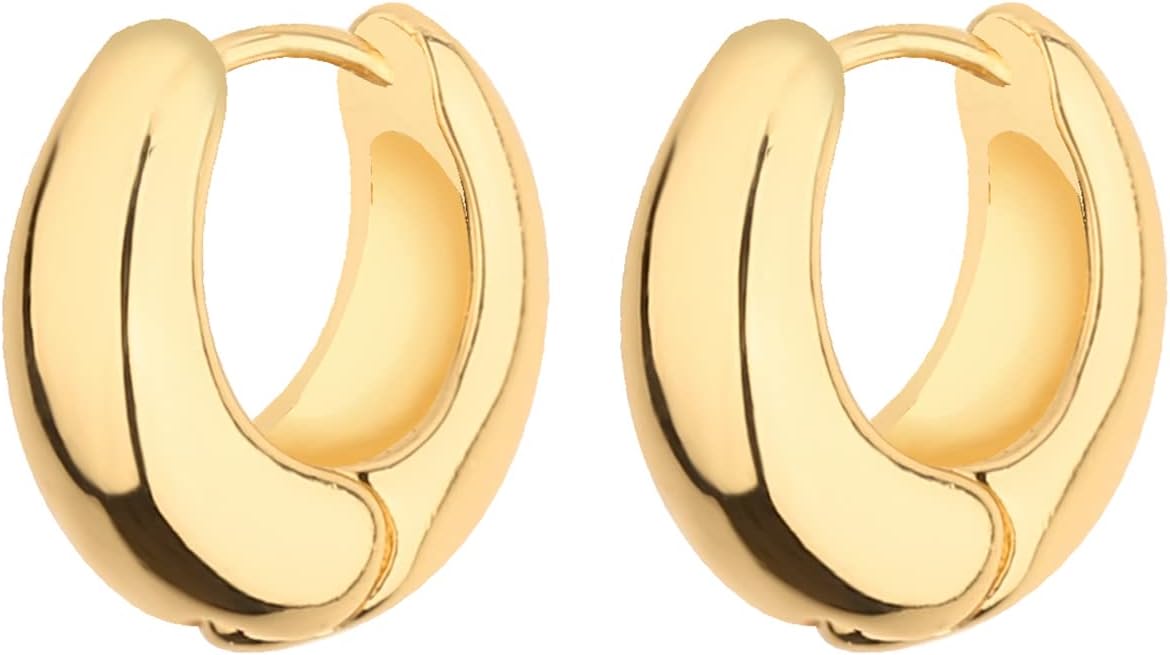 1724327672 857 Wgoud Chunky Hoop Earrings Set 14K Gold Hoop Earrings for