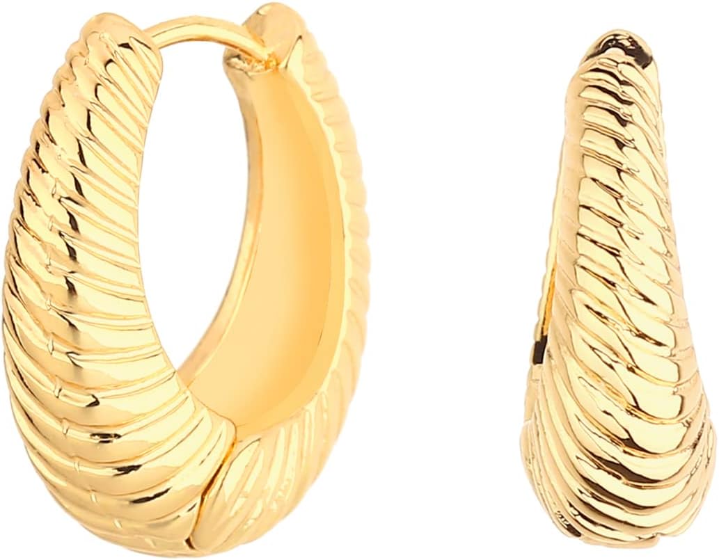 1724327673 383 Wgoud Chunky Hoop Earrings Set 14K Gold Hoop Earrings for