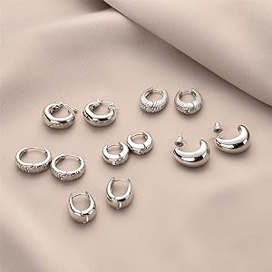 1724327673 387 Wgoud Chunky Hoop Earrings Set 14K Gold Hoop Earrings for