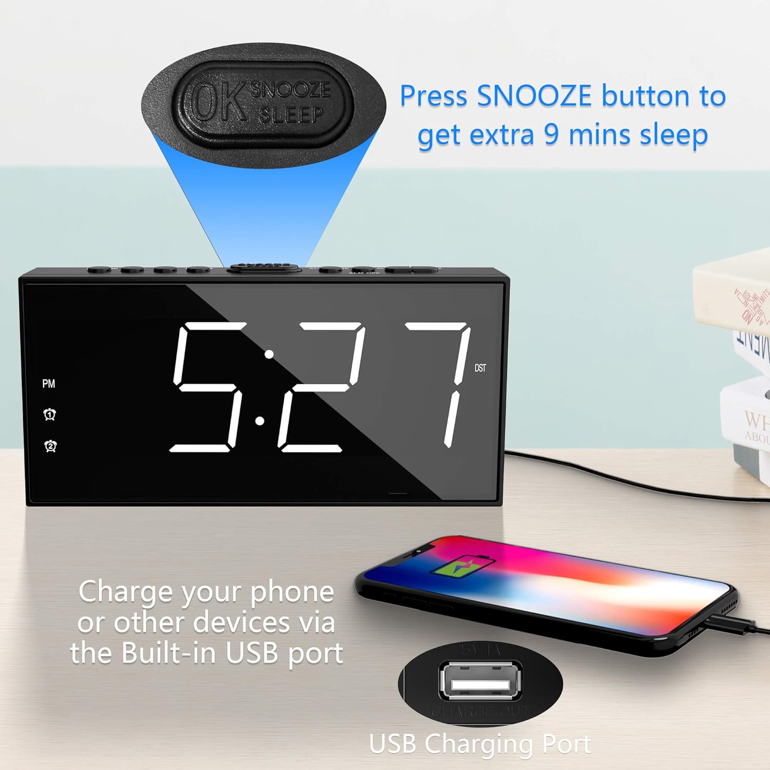 1724336437 770 Alarm Clock for Bedroom 2 Alarms Loud LED Big Display