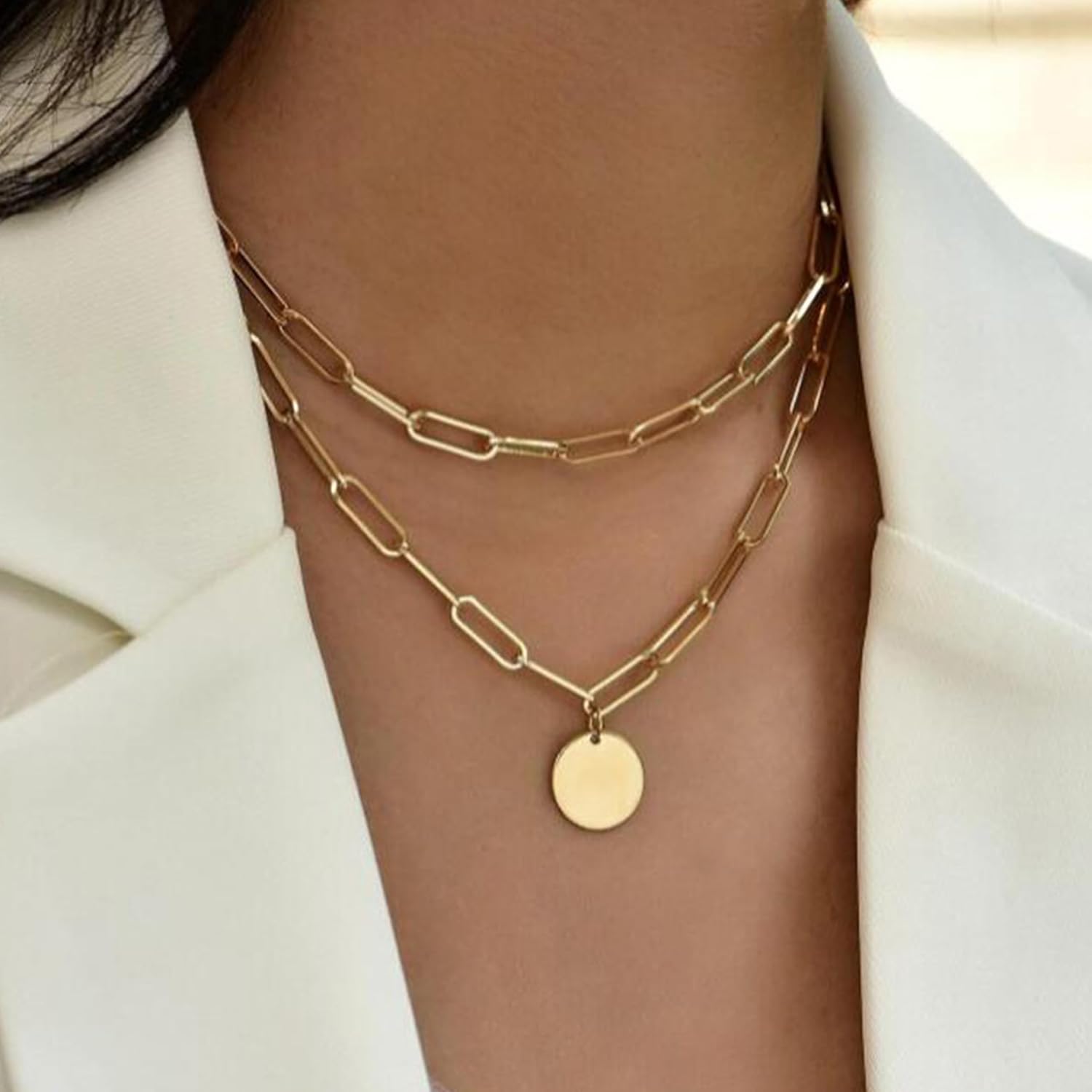 1724339976 515 Layered Necklaces for Women Trendy Gold Heart Coin Necklace Dainty