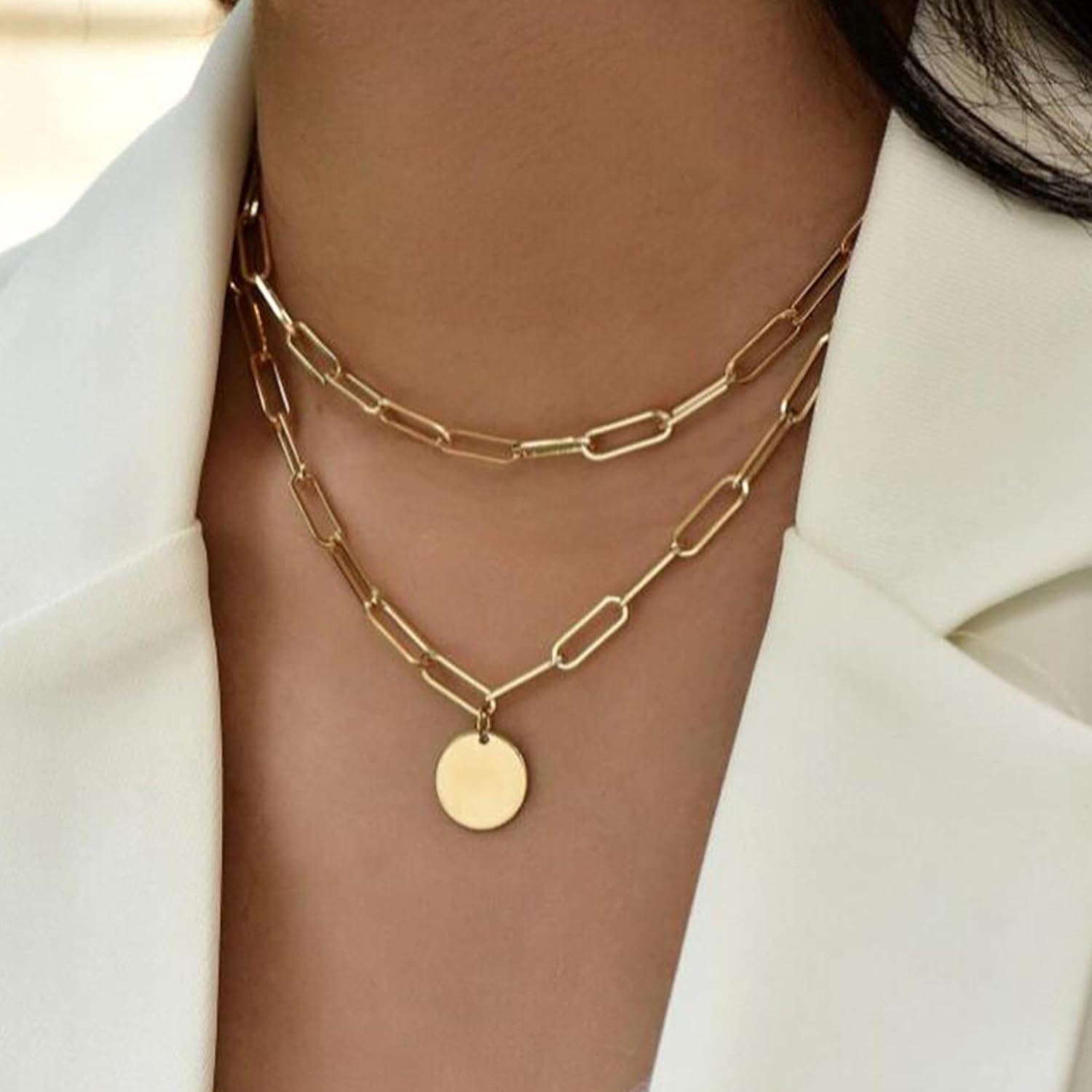 1724339976 836 Layered Necklaces for Women Trendy Gold Heart Coin Necklace Dainty