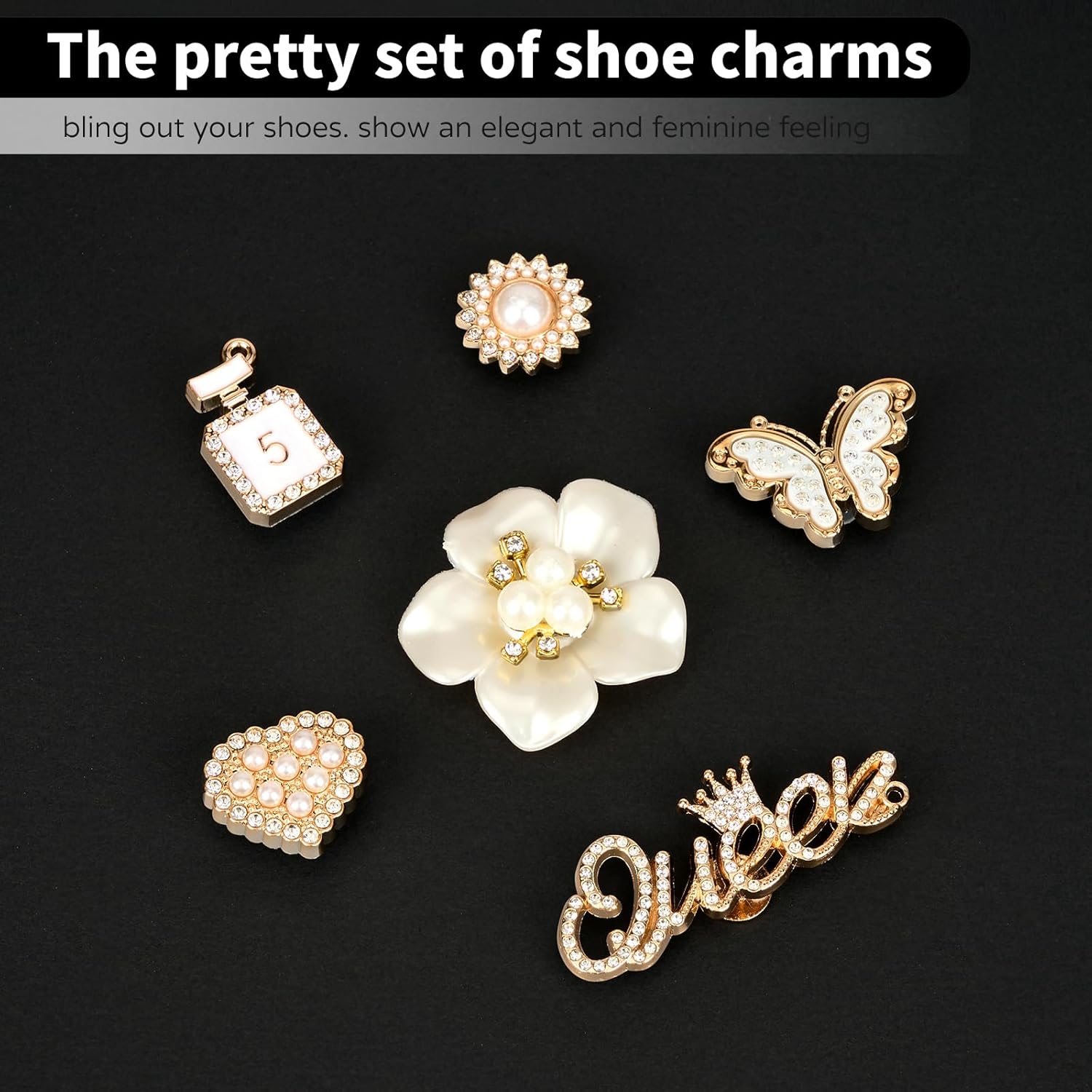 1724341614 394 Bling Shoe Charms Girly Charms Bling Chain Shoes Accessories for