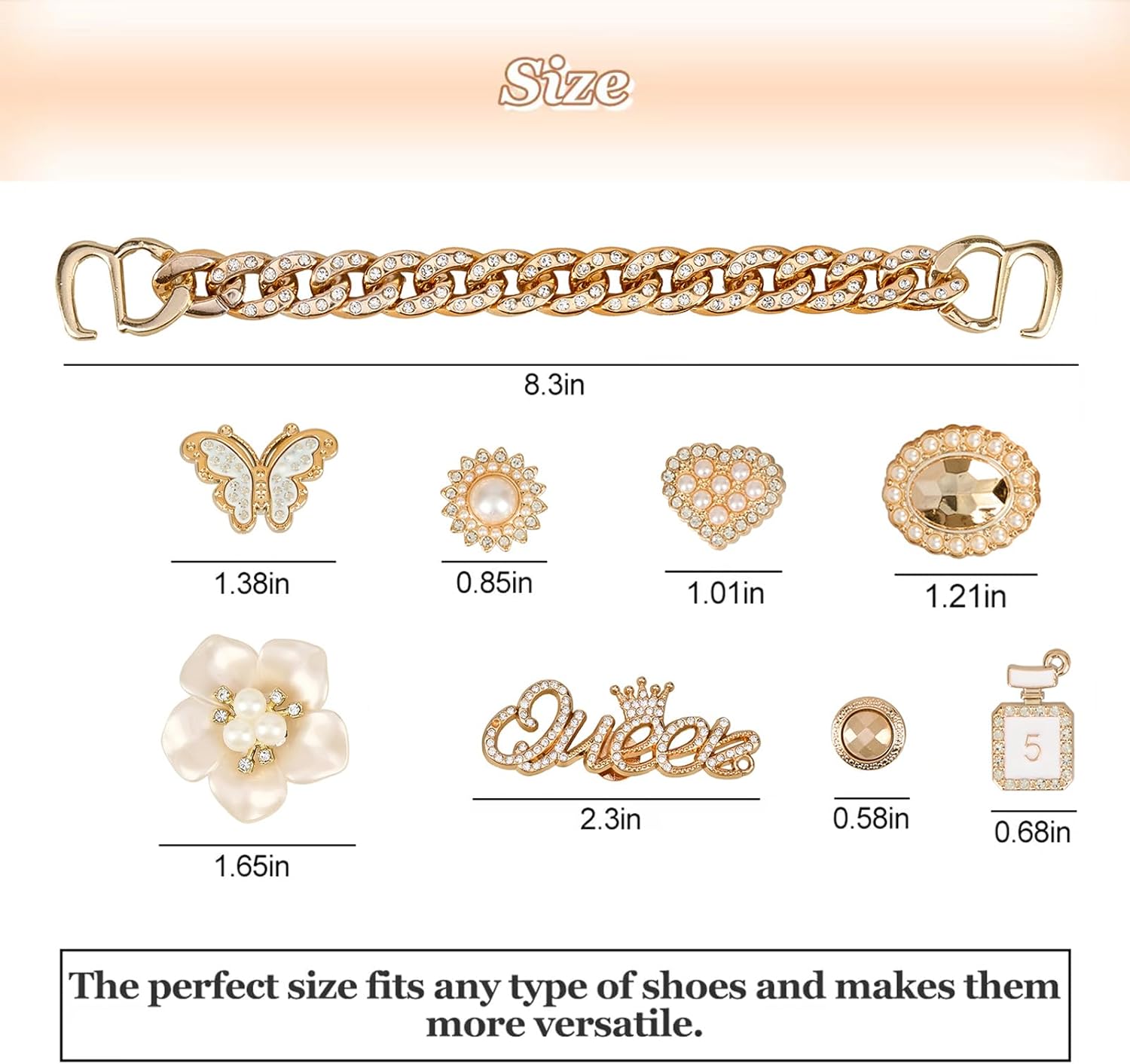 1724341614 81 Bling Shoe Charms Girly Charms Bling Chain Shoes Accessories for