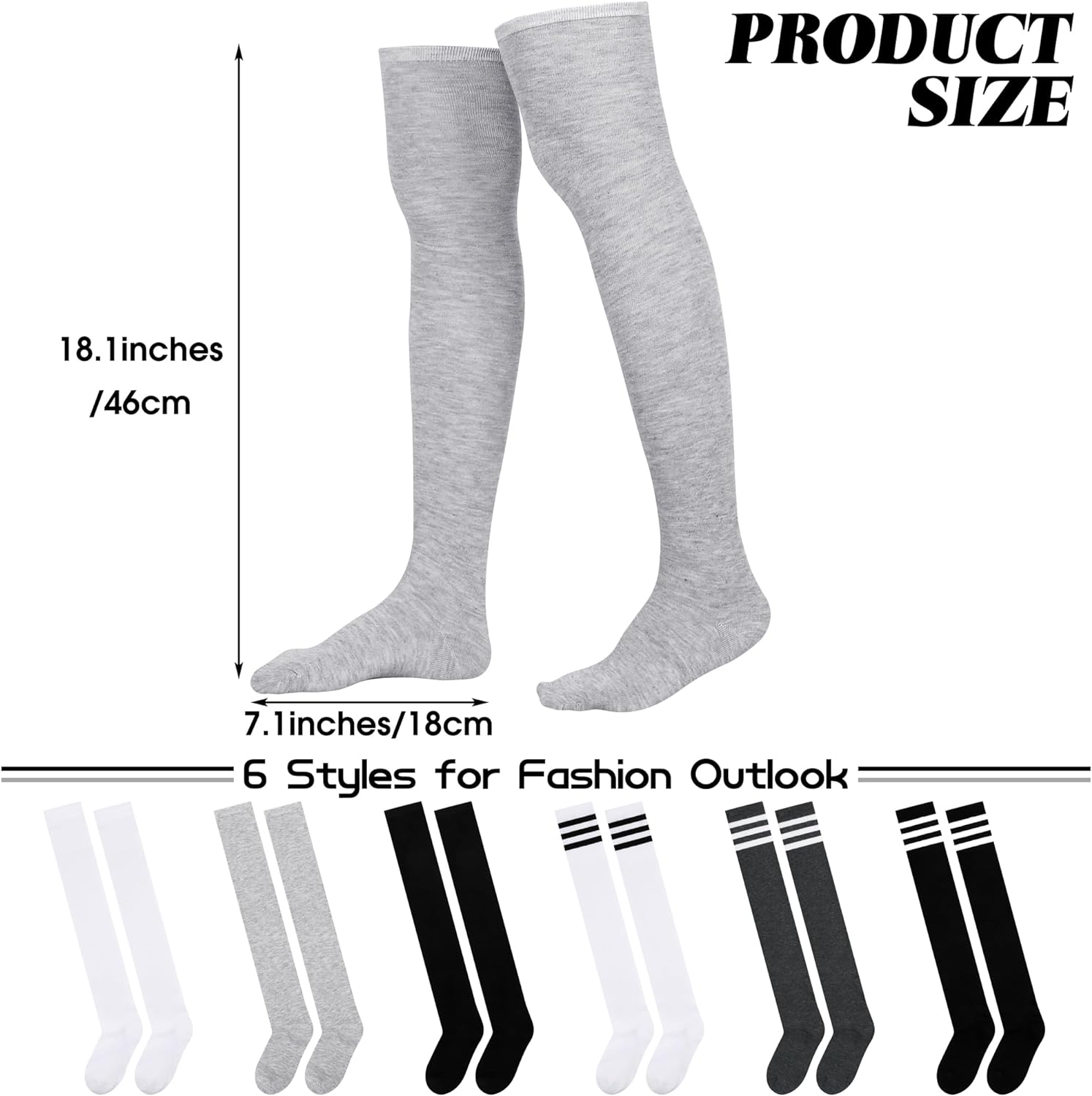 1724345973 271 Aneco 6 Pairs Over Knee Thigh Socks Knee High Warm Stocking