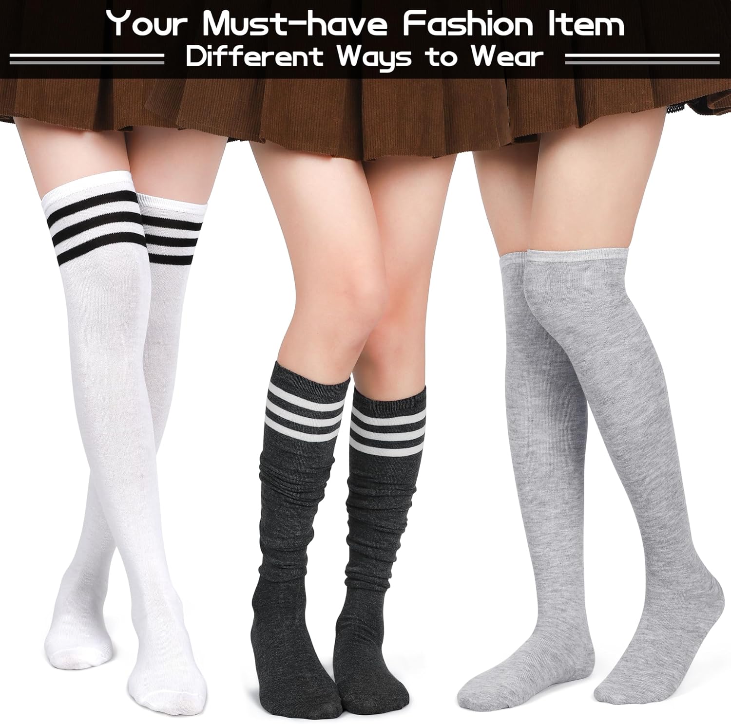 1724345974 924 Aneco 6 Pairs Over Knee Thigh Socks Knee High Warm Stocking