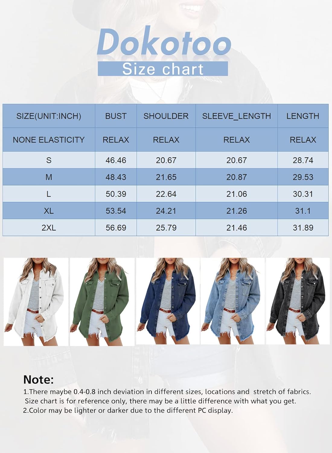 1724346825 461 Dokotoo Womens Oversized Denim Jacket Casual Long Boyfriend Distresse Jean