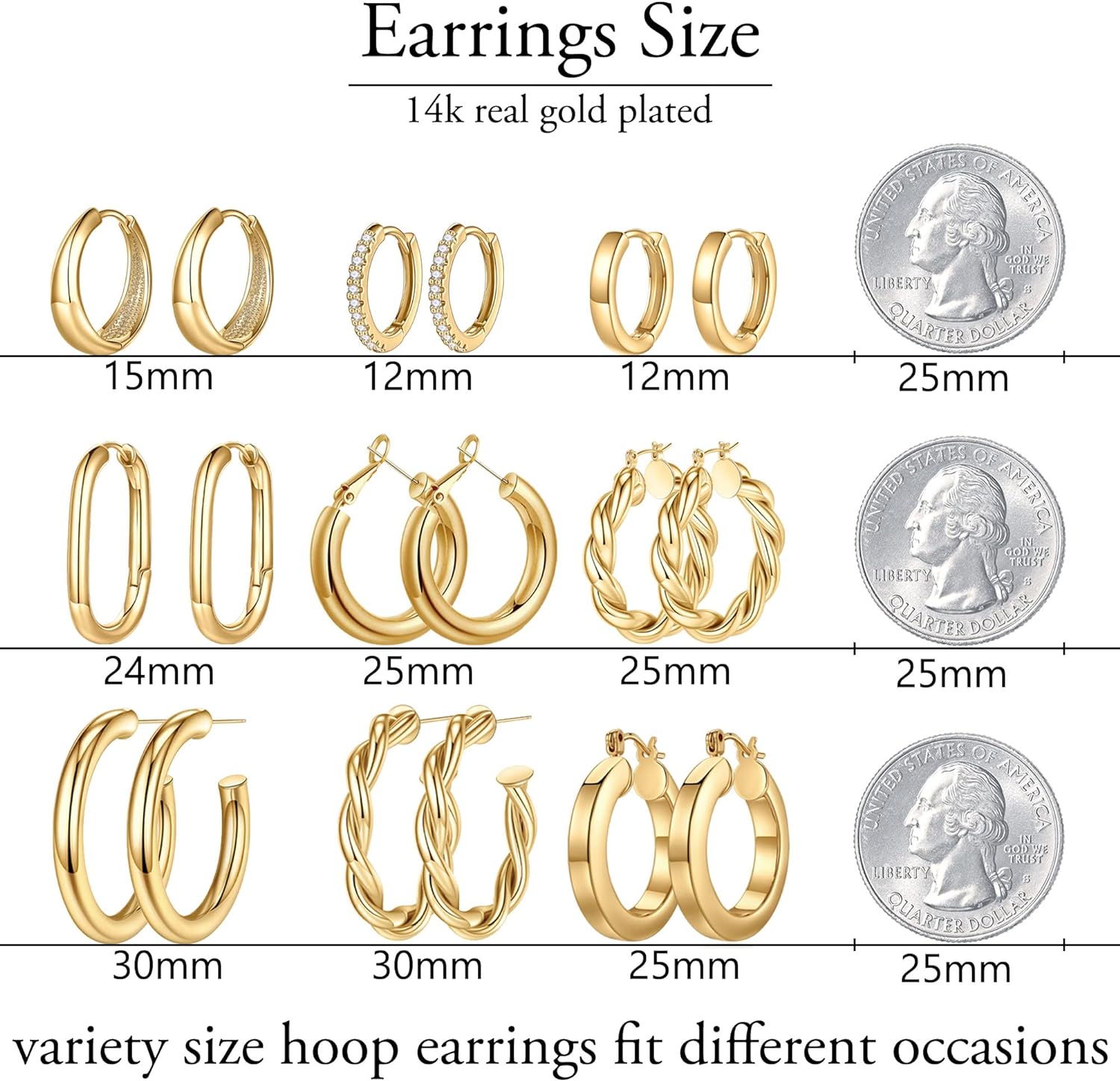 1724350158 853 Yesteel 9 Pairs Gold Hoop Earrings for Women 925 Sterling