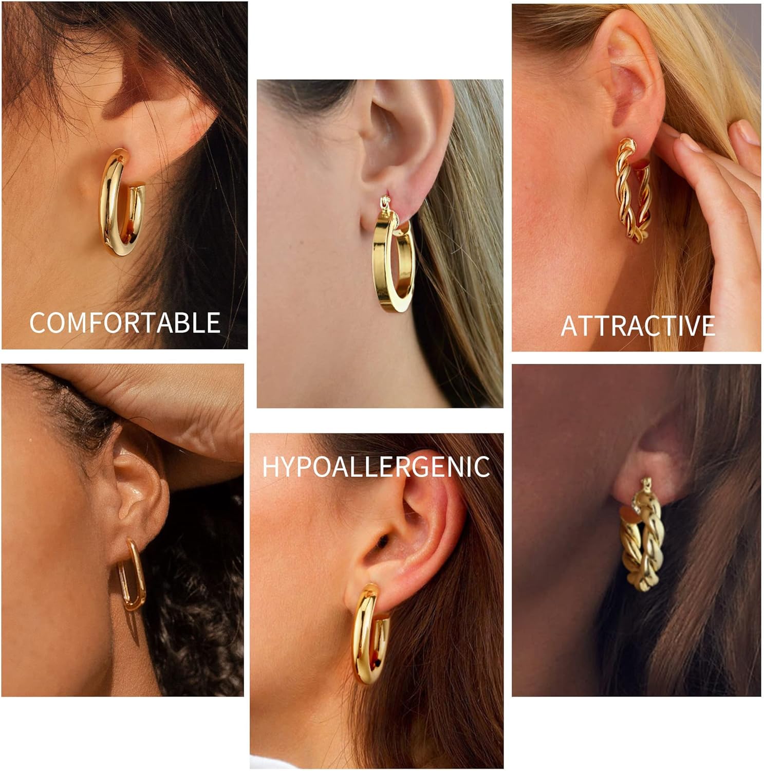 1724350158 969 Yesteel 9 Pairs Gold Hoop Earrings for Women 925 Sterling