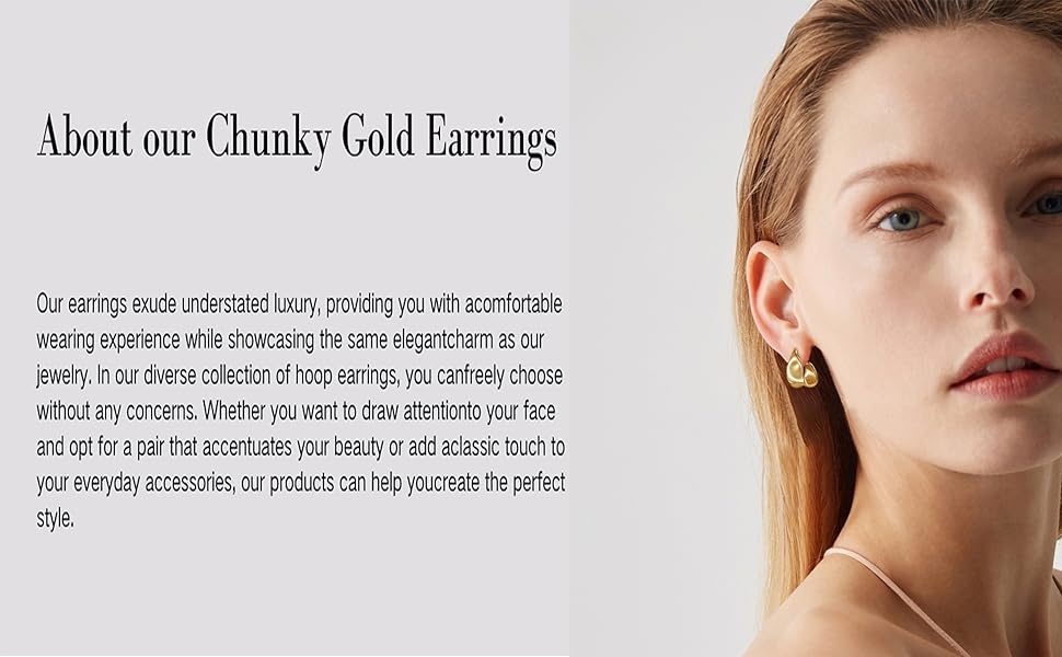 1724365399 961 Chunky Gold Stud Earrings for Women 14k Gold Plated Hypoallergenic