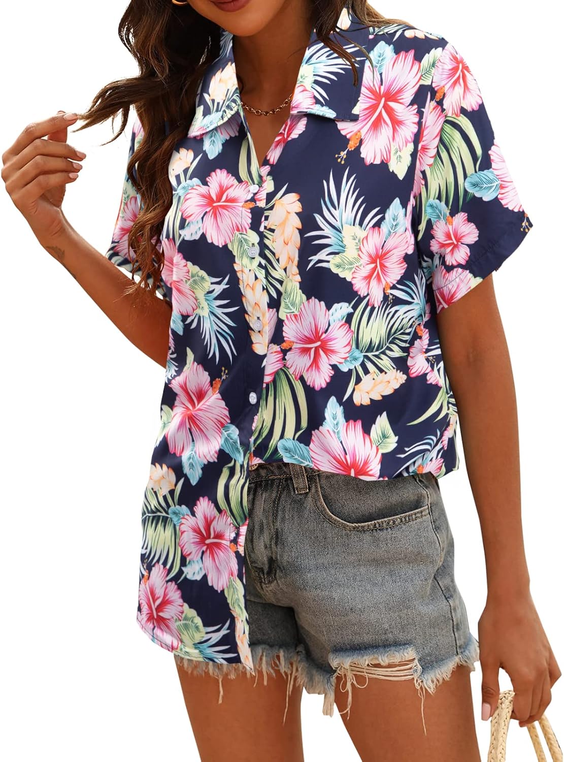 1724366234 686 MYHALF Women Hawaiian Shirt Soft Cool Summer Hawaii Shirts Floral