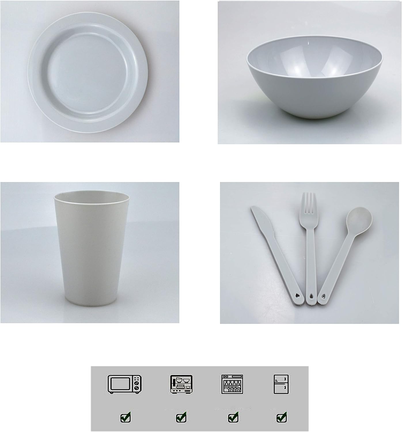 1724378005 86 Plastic Plates and Bowls SetsCollege Dorm Room Essentials Dishes Set