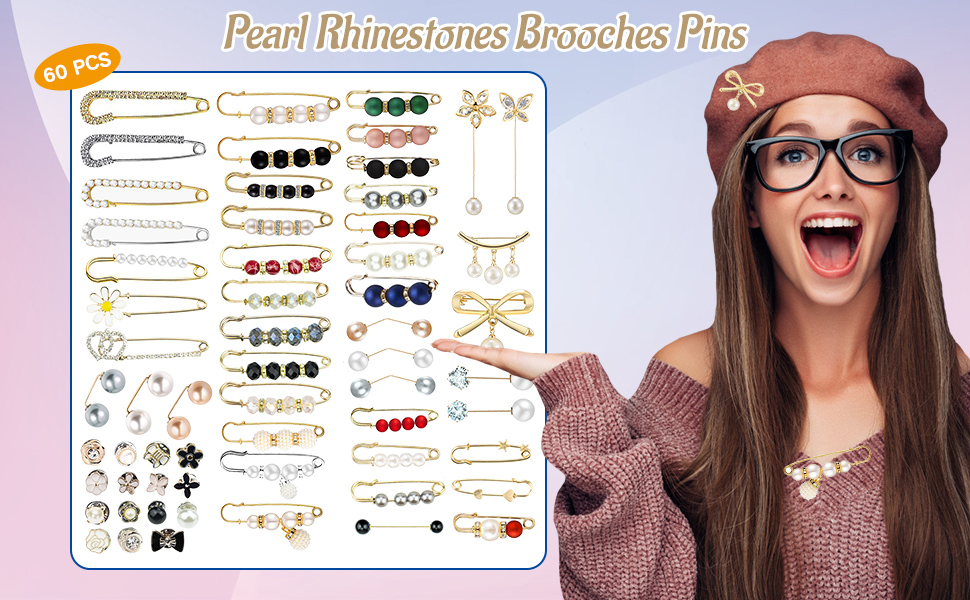 1724380480 840 60PCS Brooches Pins Fashion Brooch Pins for Women Shirt Pant