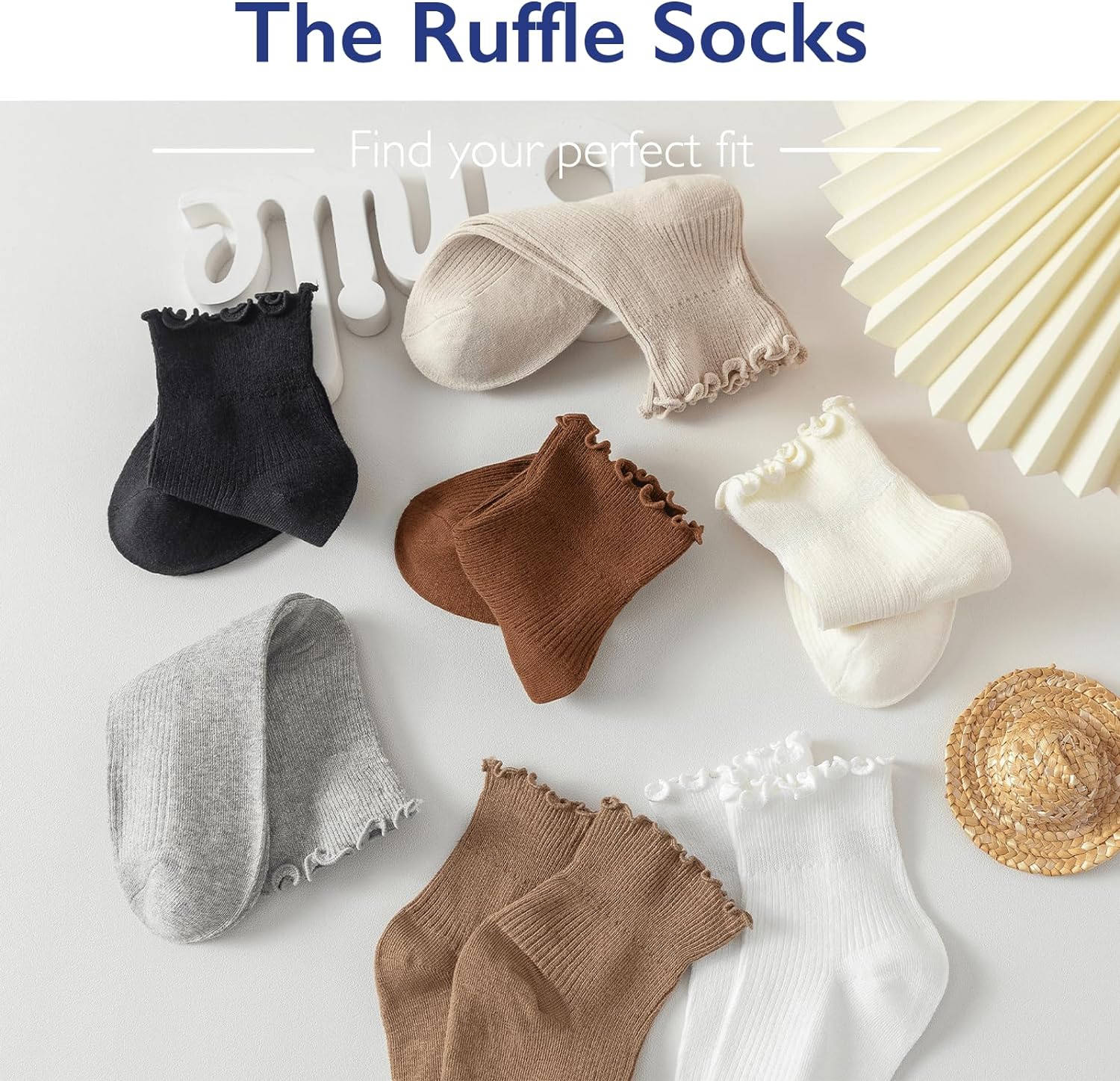 1724381343 41 6 Pairs of Ruffle Socks Women Ruffle Turn Cuff Casual Cute