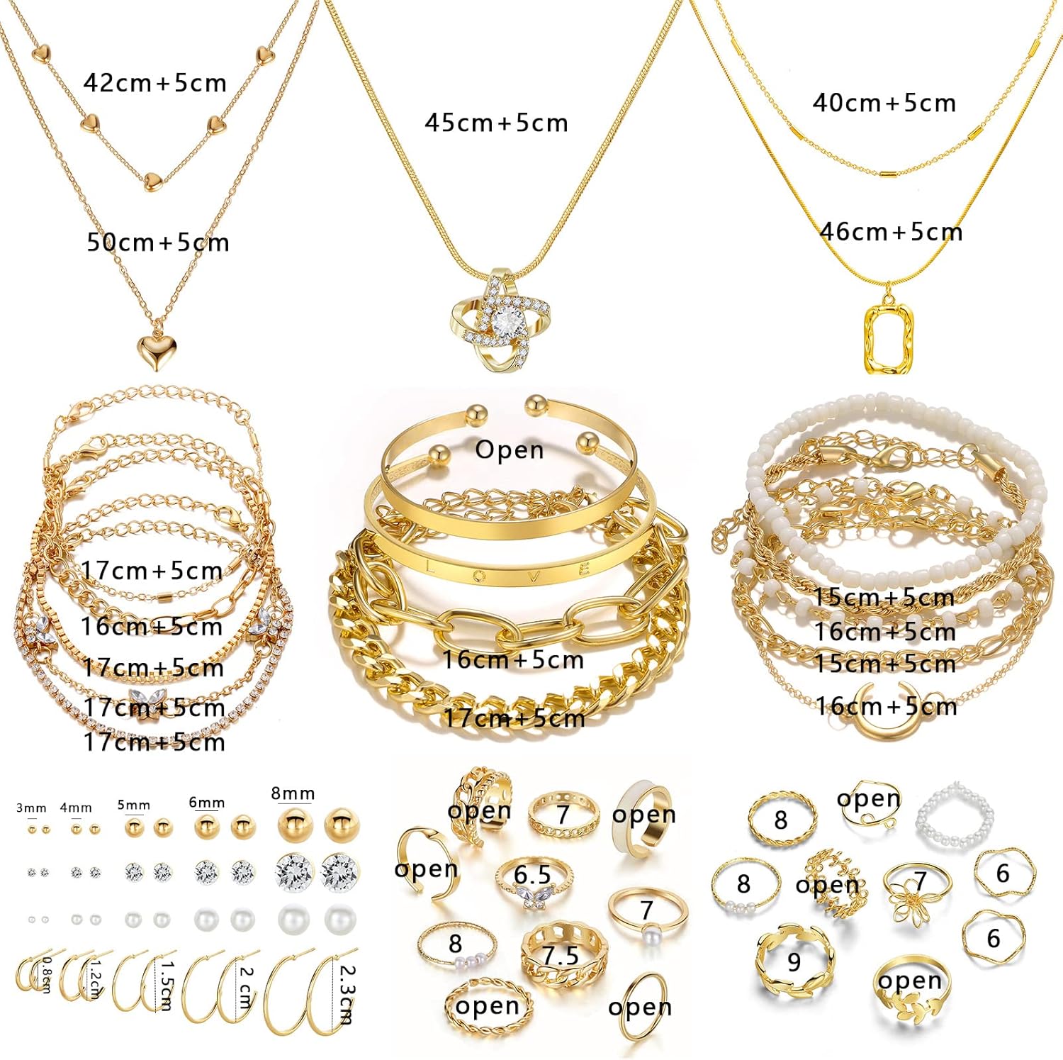 1724389010 376 IFKM 36 PCS Gold Plated Jewelry Set with 4 PCS