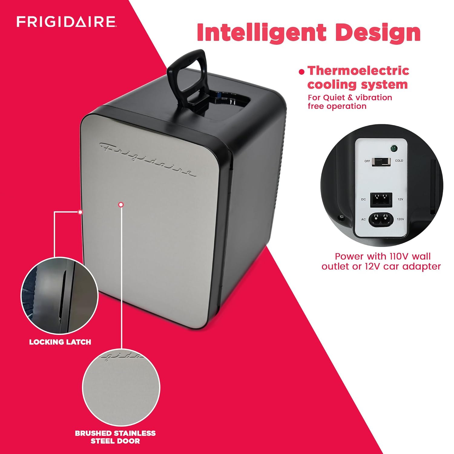 1724392395 985 FRIGIDAIRE Portable 10L 15 can Mini Fridge Brushed Stainless Rugged Refrigerator