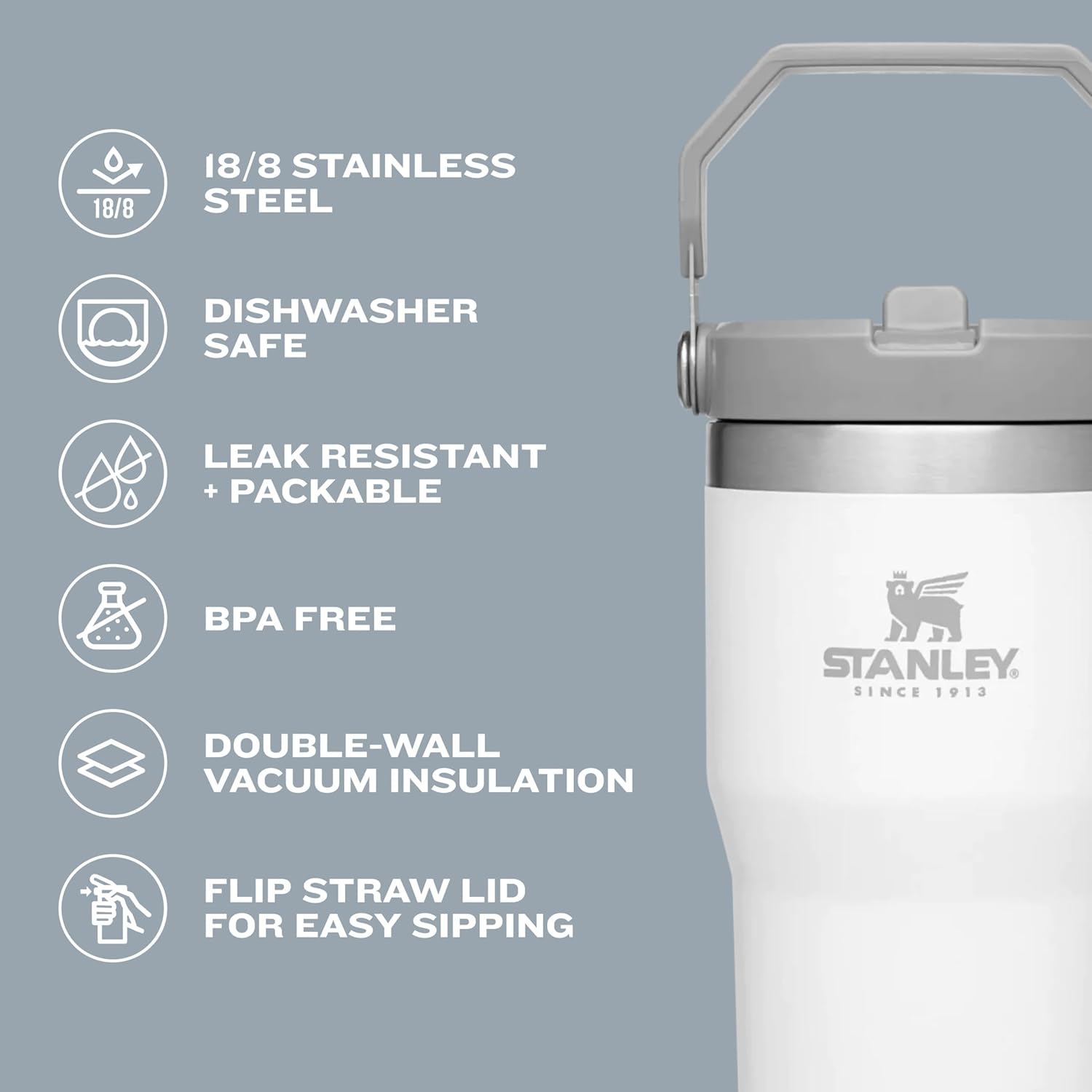 1724397538 259 STANLEY IceFlow Stainless Steel Tumbler with Straw Vacuum Insulated Water