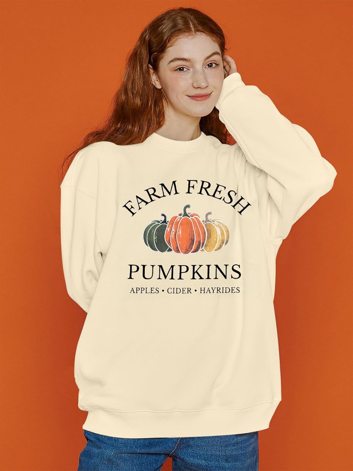 1724423826 630 VILOVE Farm Fresh Pumpkin Sweatshirt Women Fall Sweatshirt Pumpkin Graphic