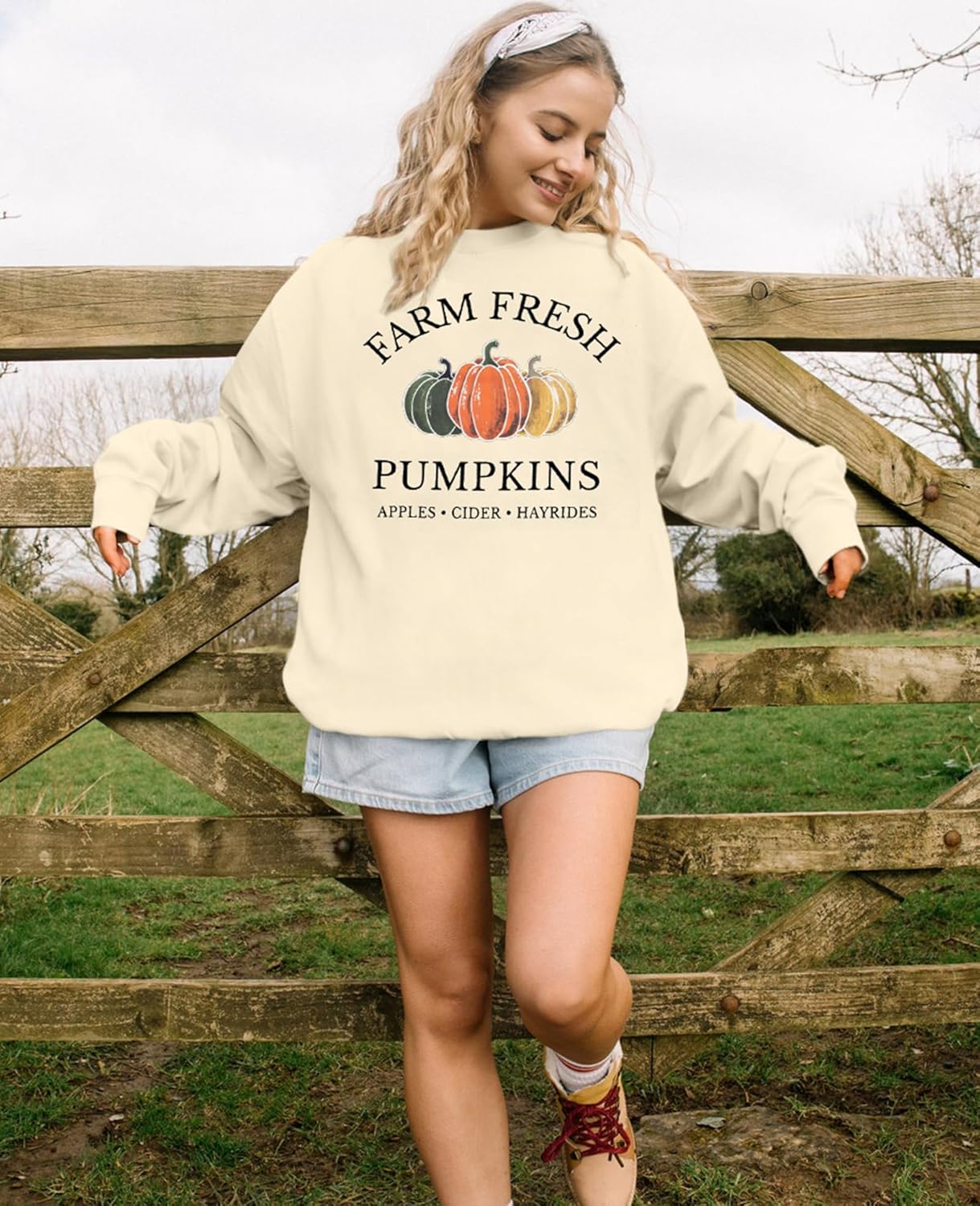 1724423826 843 VILOVE Farm Fresh Pumpkin Sweatshirt Women Fall Sweatshirt Pumpkin Graphic