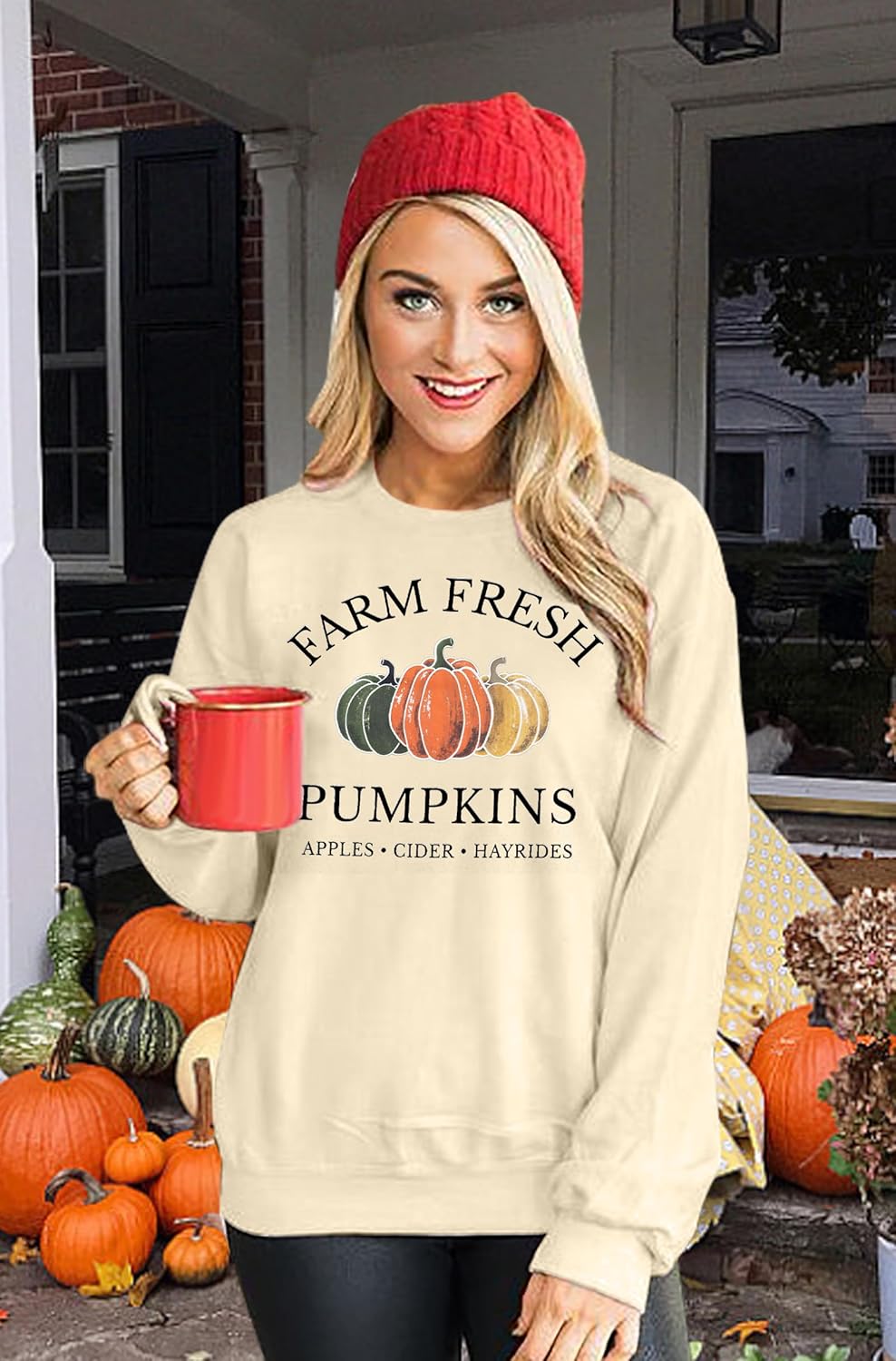 1724423826 857 VILOVE Farm Fresh Pumpkin Sweatshirt Women Fall Sweatshirt Pumpkin Graphic