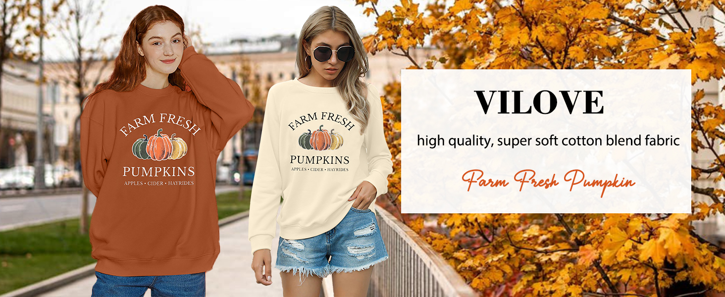 1724423828 576 VILOVE Farm Fresh Pumpkin Sweatshirt Women Fall Sweatshirt Pumpkin Graphic