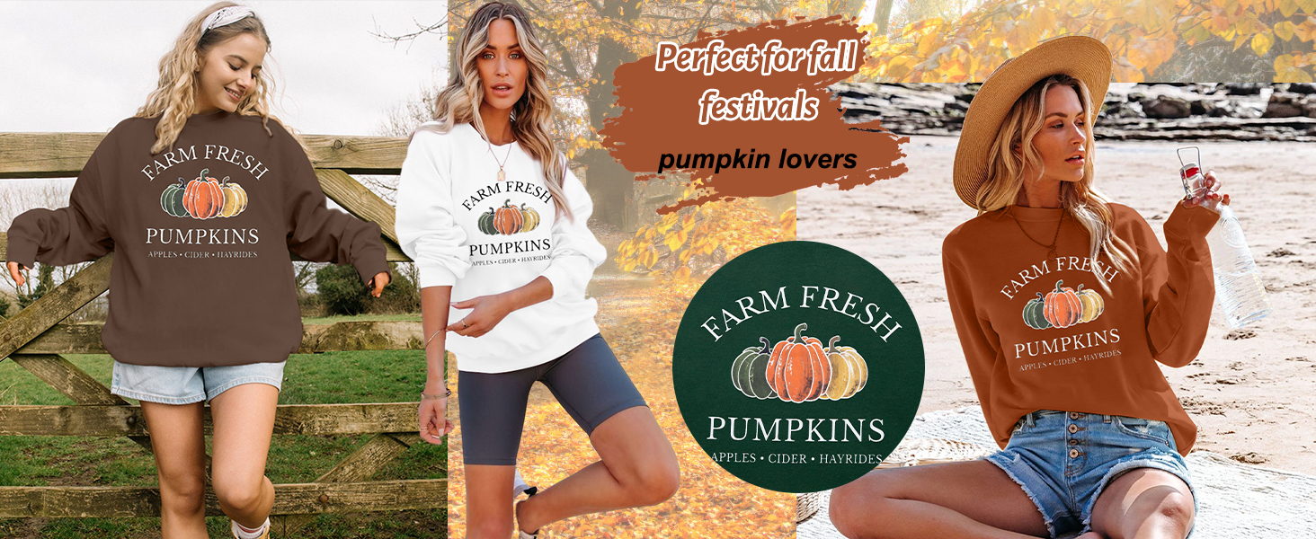 1724423829 146 VILOVE Farm Fresh Pumpkin Sweatshirt Women Fall Sweatshirt Pumpkin Graphic