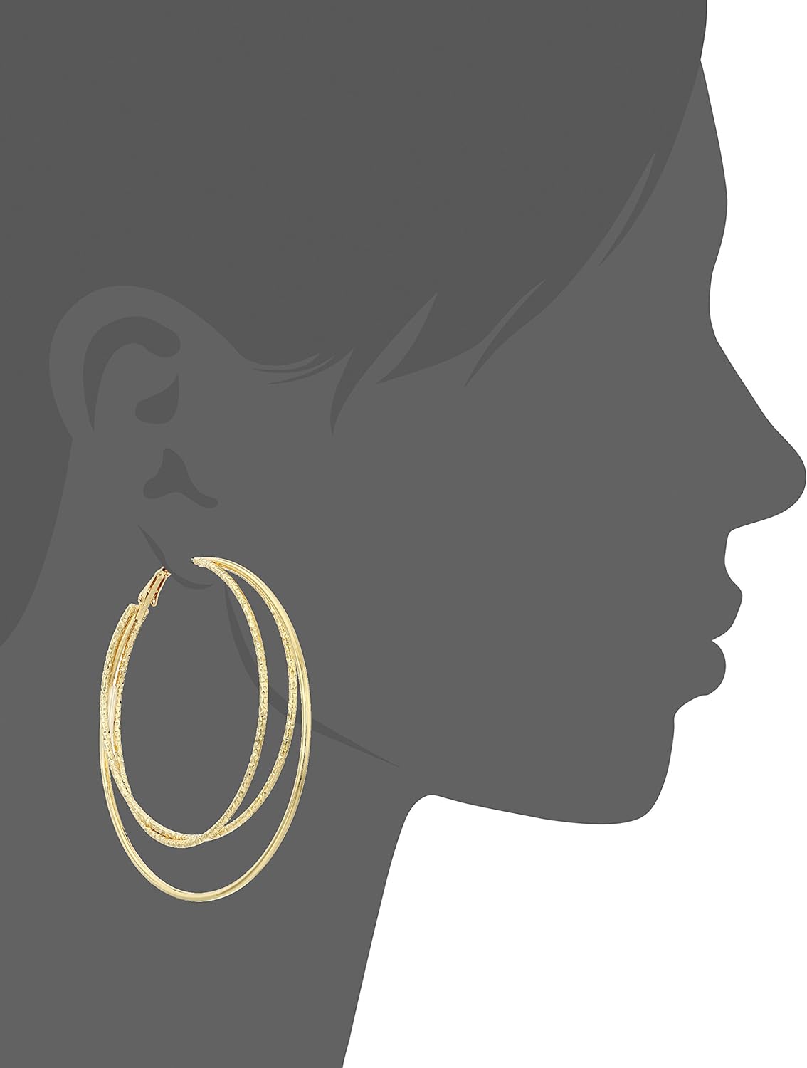 1724425588 331 Guess Smooth and Textured Wire Gold Hoop Earrings