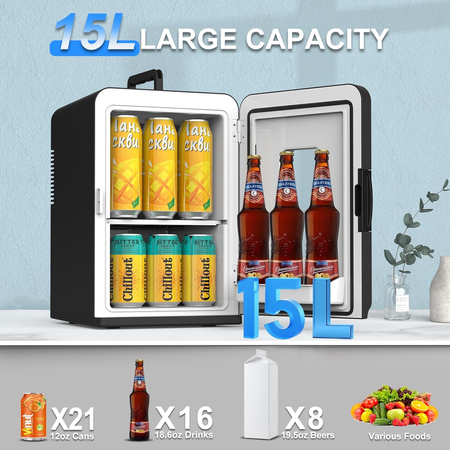 1724430624 111 15 Liter Mini Fridge for Bedroom Portable 110V AC12V DC