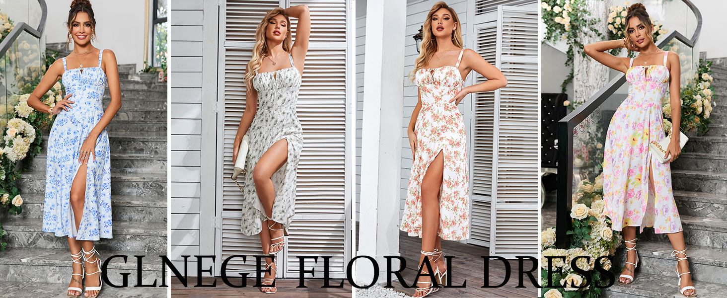 1724438474 651 Floral Midi Corset Dress Boho Flowy Slit Lace Up Dresses