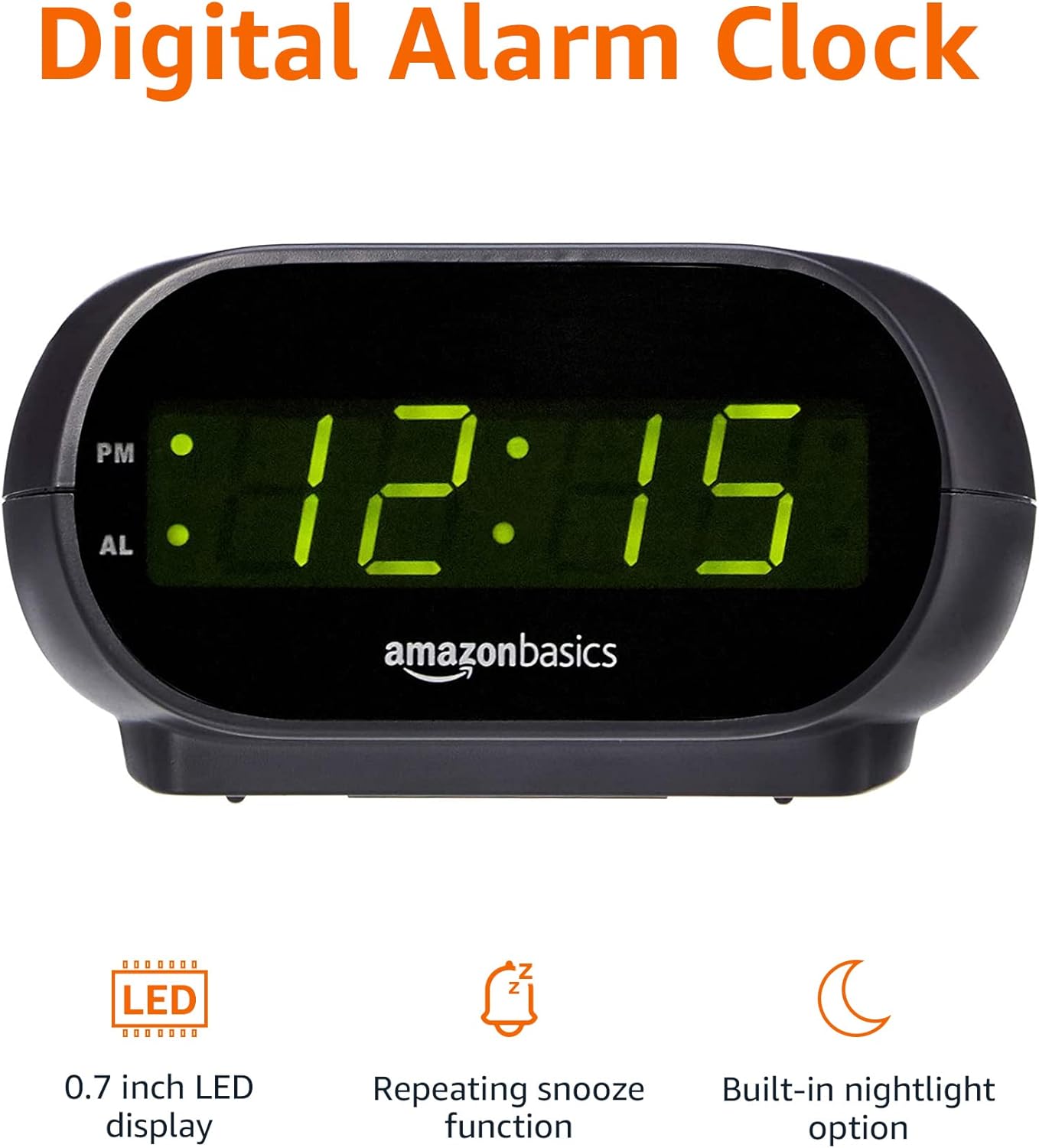 1724449881 449 Amazon Basics Small Digital Oval Alarm Clock With LED Display