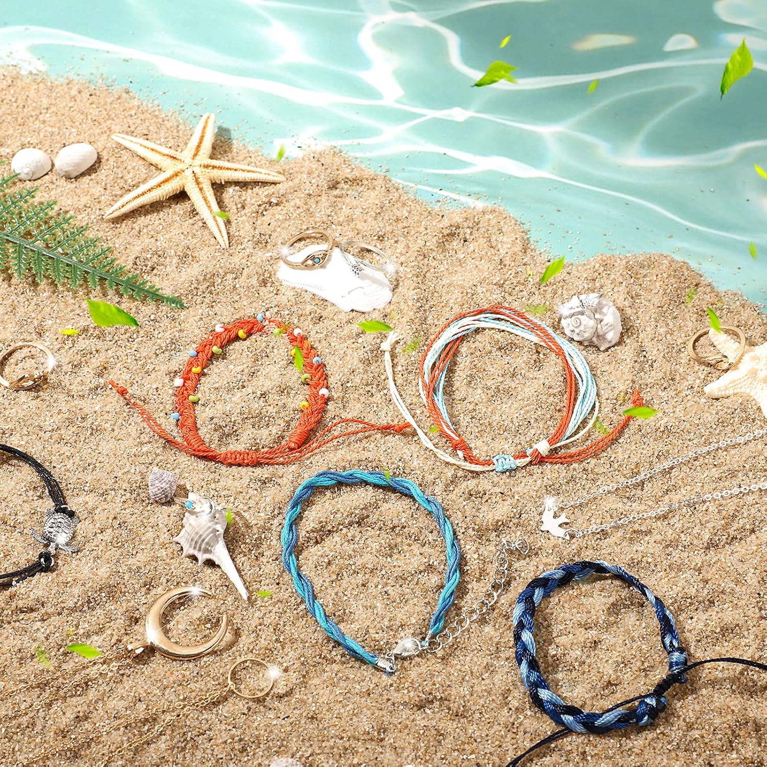 1724452478 183 Batiyeer 60 Pcs Christmas Surfer Wave Friendship Bracelet Layered Choker