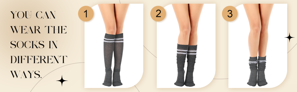 1724455878 256 Geyoga 3 Pairs Slouch Socks Scrunch Socks Cotton Knit Boot