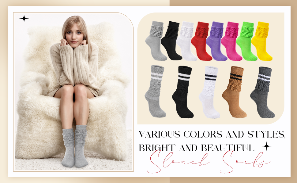 1724455878 587 Geyoga 3 Pairs Slouch Socks Scrunch Socks Cotton Knit Boot