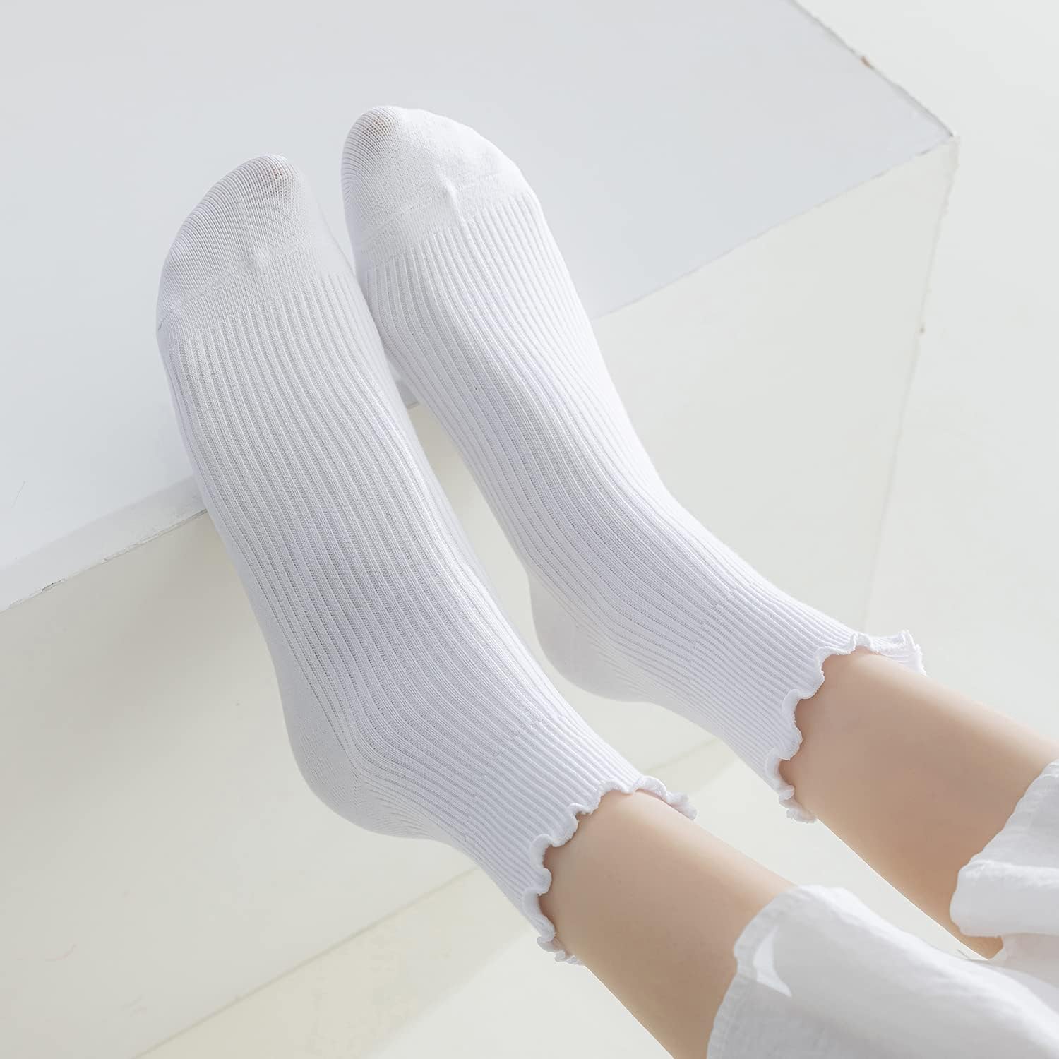 1724457538 974 Mcool Mary Womens Socks Ruffle Turn Cuff Casual Ankle Socks Breathable