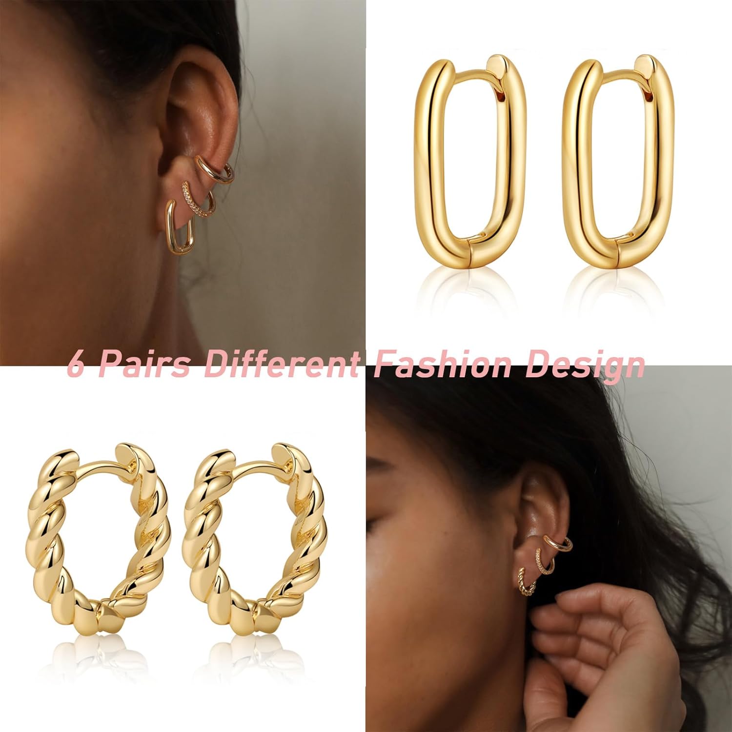 1724463520 436 MIDEEO GoldSilver Chunky Hoop Earrings Set for Women 14K Gold