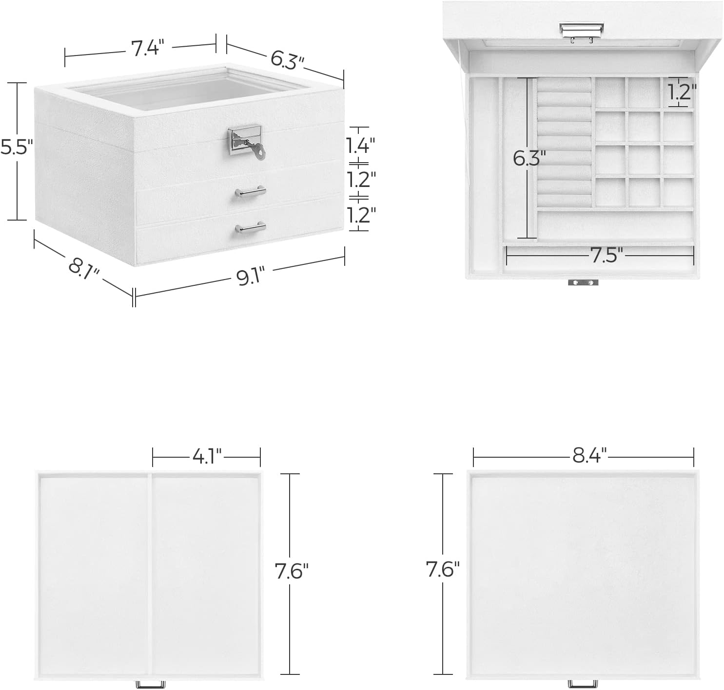 1724466061 178 SONGMICS Jewelry Box Lockable Jewelry Storage Organizer Jewelry Case with