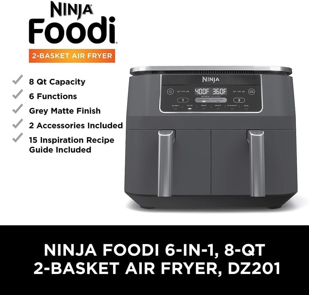 1724467757 50 Ninja DZ201 Foodi 8 Quart 6 in 1 DualZone 2 Basket Air Fryer