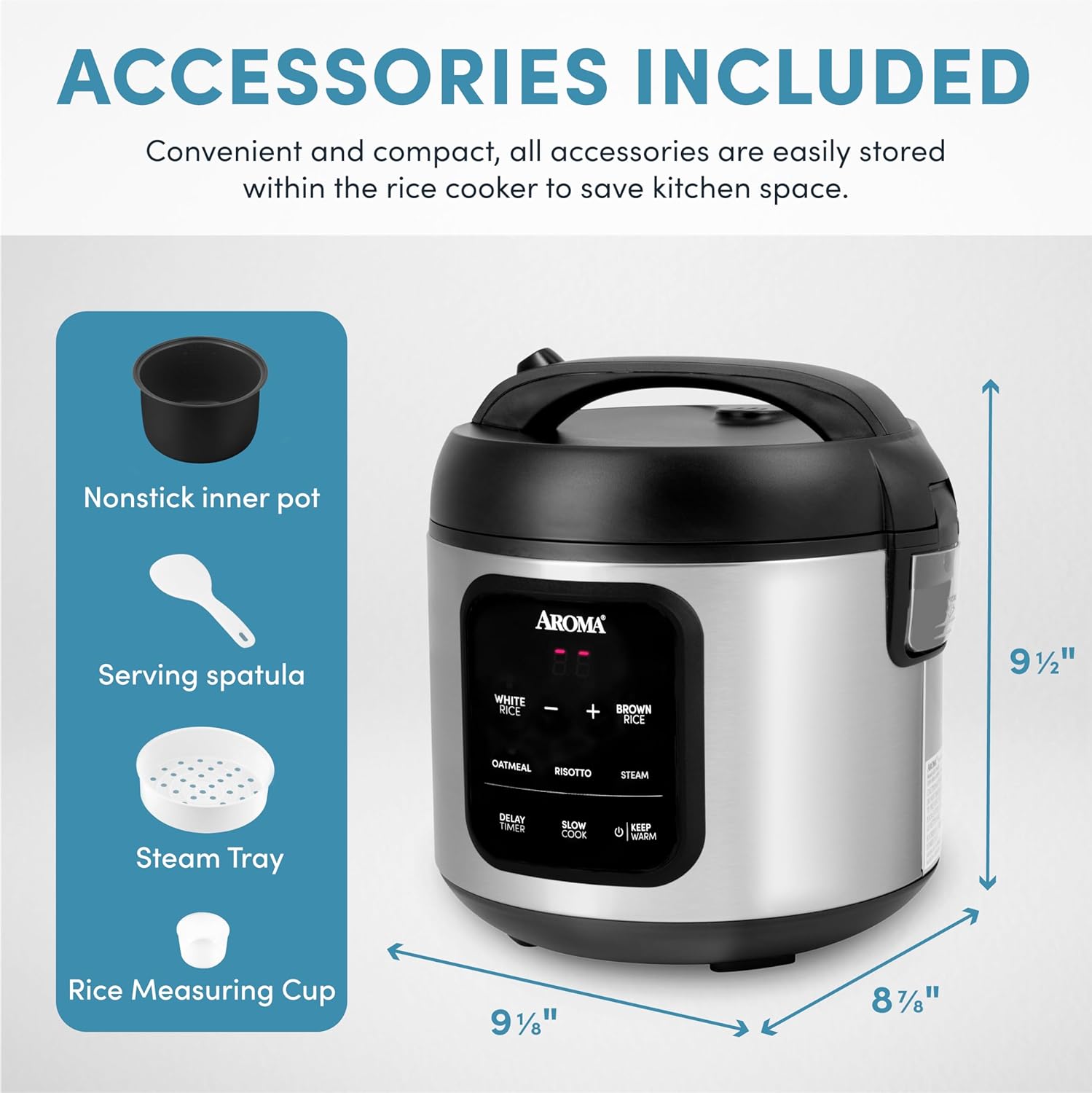 1724470298 372 AROMA® Digital Rice Cooker 4 Cup Uncooked 8 Cup Cooked Steamer