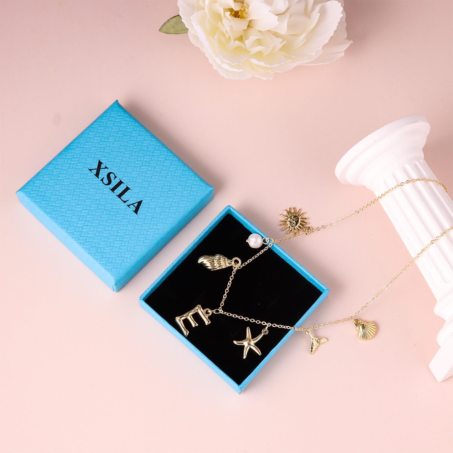 1724489909 994 Gold Initial Charm Necklaces for Women Boho Surfer Beach Letter