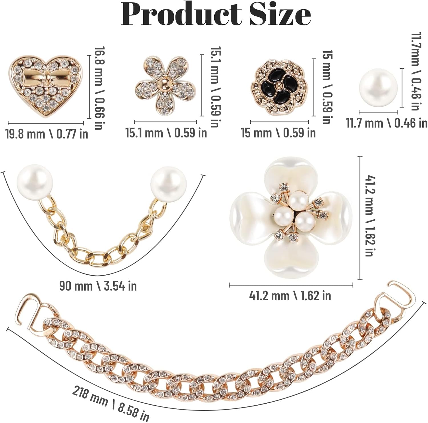 1724492548 210 18 Pcs Bling Shoe Charms Flower Pearl Clog Shoes Accessories