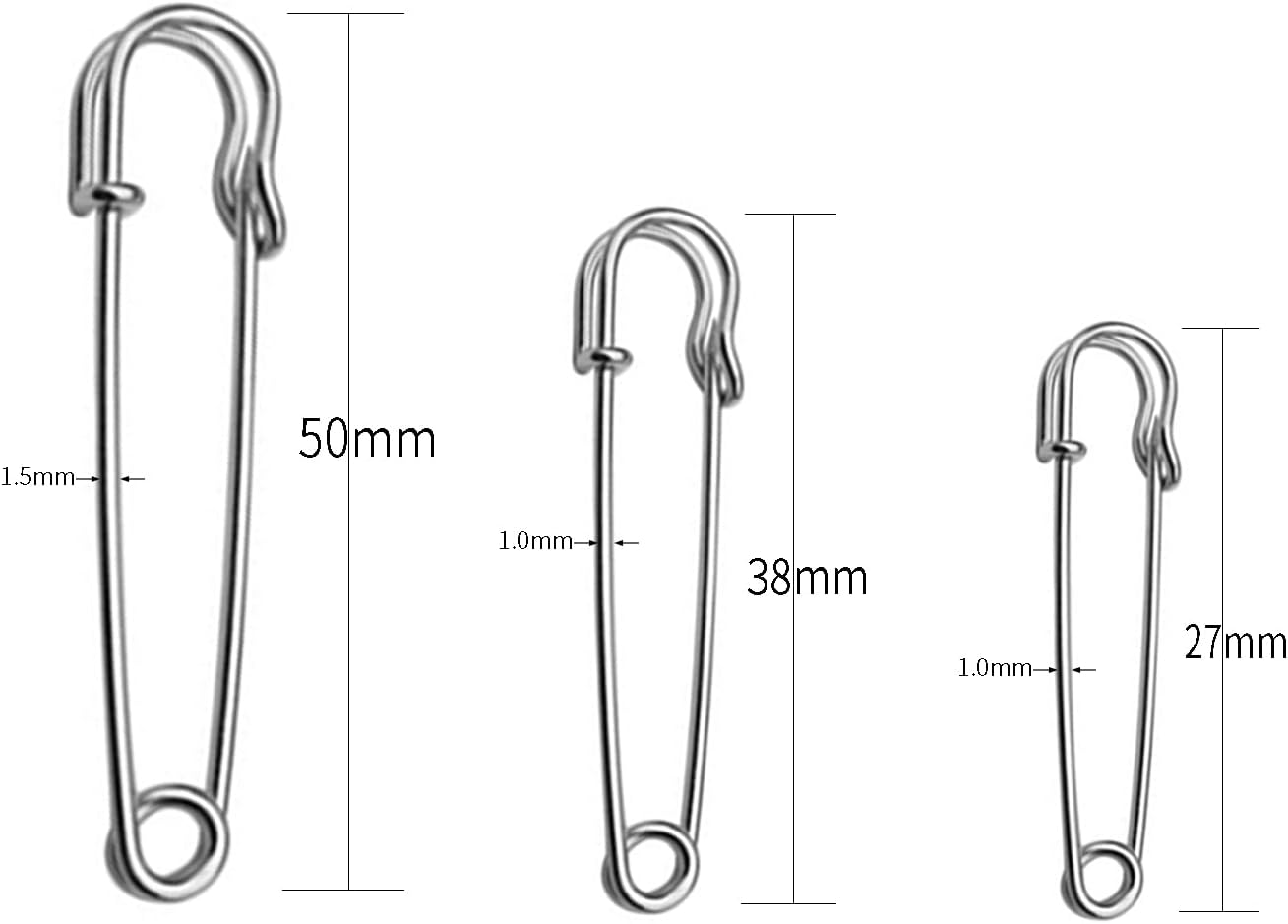 1724494266 599 Large Safety Pins Assorted Clothes 60Pcs Heavy Duty 3 Sizes