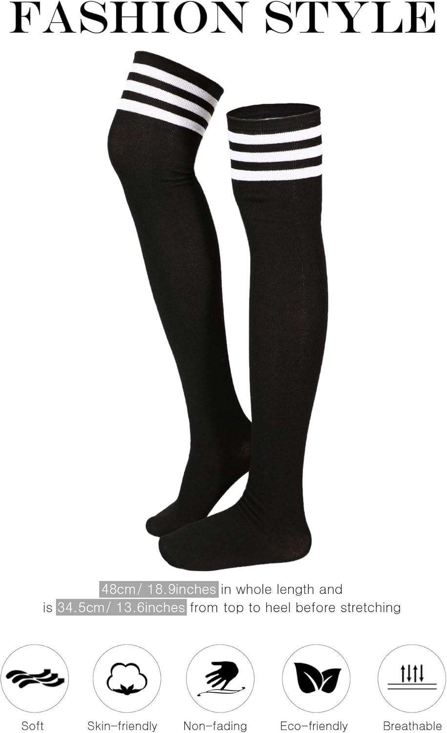 1724496758 299 SATINIOR 3 Pairs Knee High Socks Thigh High Socks Triple